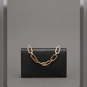 All Saints YUA leather removable chain clutch bag